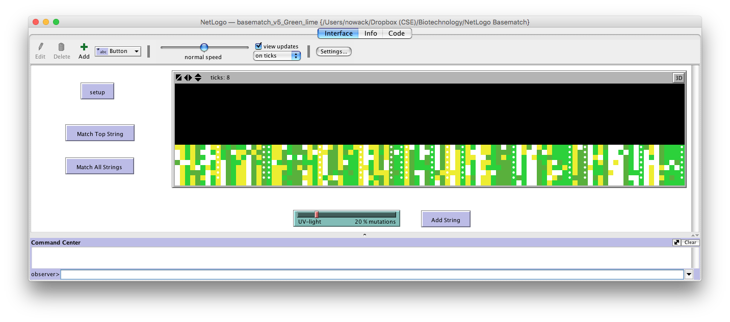 Simulering af DNA sekvenser i NetLogo